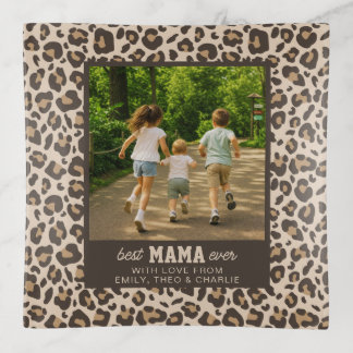 Best Mama Ever Photo Custom Leopard Print Trinket Tray