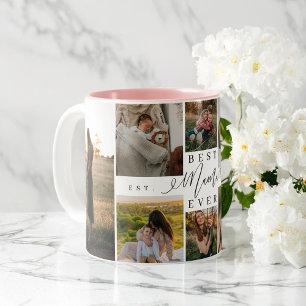 Best Mama Ever Script Mother's Day 8 Photo Collage Two-Tone Coffee Mug