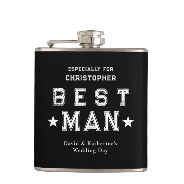 Best Man Appreciation Gift Black Flask (Front)
