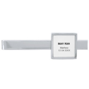 Best man bachelor party add name date simple sdon' silver finish tie bar