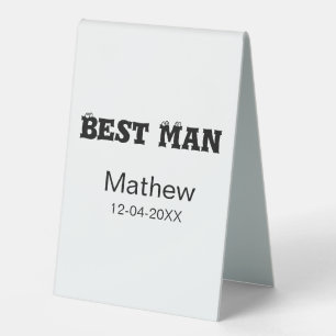 Best man bachelor party add name date simple sdon' table tent