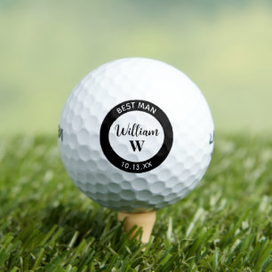 Best Man Bachelor Party Modern Typograhpy Favor Golf Balls