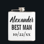 Best Man Bachelor Party Wedding Favor Flask<br><div class="desc">This modern,  simple flask design makes a great gift for your best man at your bachelor party or on your wedding day!  Personalize with the details of your choice.  The background color can be changed to fit your preference.</div>