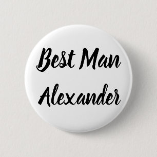 Best Man Black and White Custom Name Gifts Wedding Button