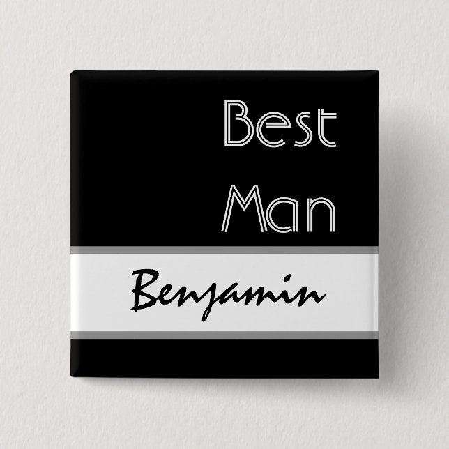 Best Man - Black and White Modern Wedding Button (Front)
