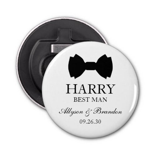 Best Man Black Bow Tie Bottle Opener