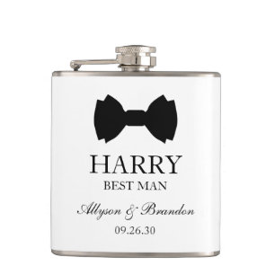 Best Man Black Bow Tie Flask