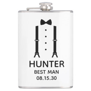 Best Man Black Bow Tie Flask