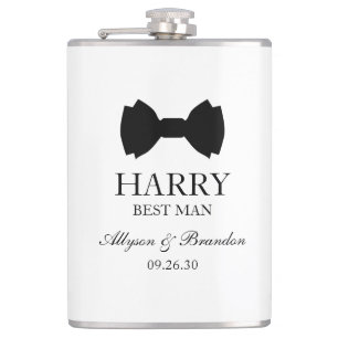 Best Man Black Bow Tie Flask
