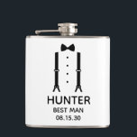 Best Man Black Bow Tie Flask<br><div class="desc">This flask is a great favor for the best man in your wedding. If all your wedding party will be wearing suits this design with suspenders and a bow tie in black would be perfect. Casual yet formal. It'd be great for a bachelor weekend or bachelor party. A fun gift...</div>