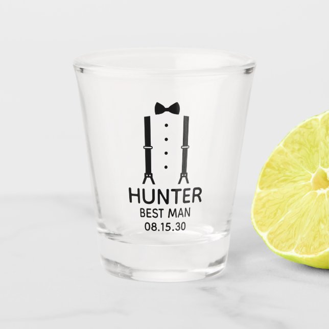 Best Man Black Bow Tie Shot Glass (Front)