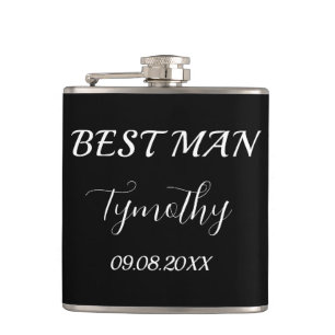 Best Man Black Elegant Simple Gifts Wedding Flask