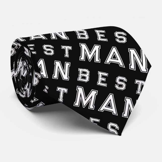 Best Man Black Neck Tie (Rolled)