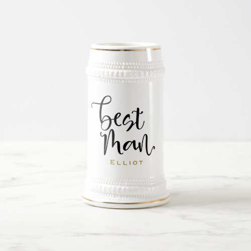 Best Man Black Script Name Wedding Beer Stein