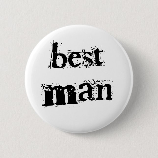 Best Man Black Text Pinback Button (Front)