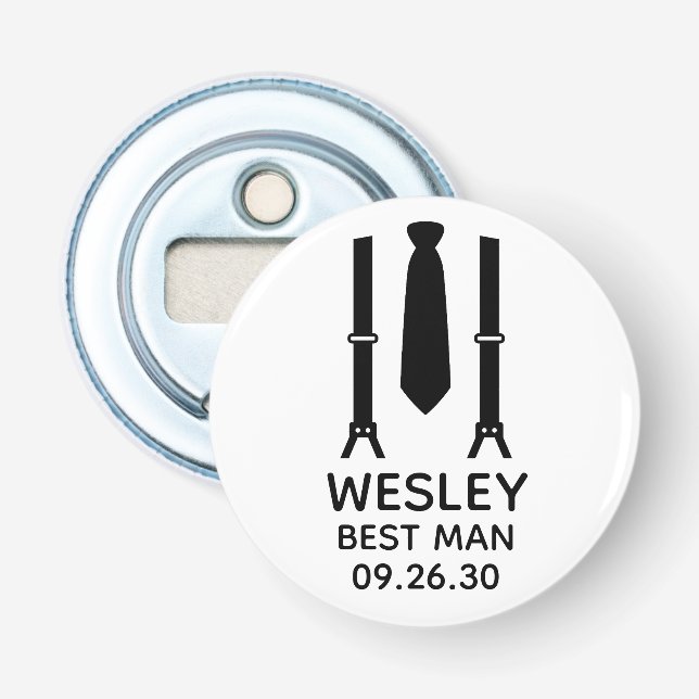 Best Man Black Tie Bottle Opener (Front)
