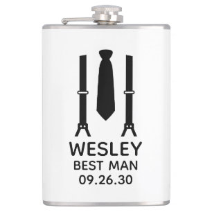 Best Man Black Tie Flask