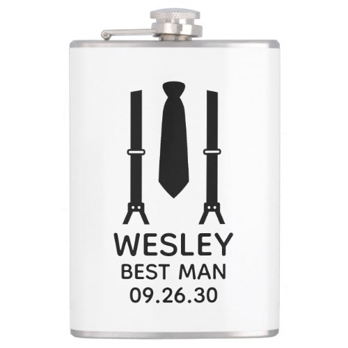 Best Man Black Tie Flask