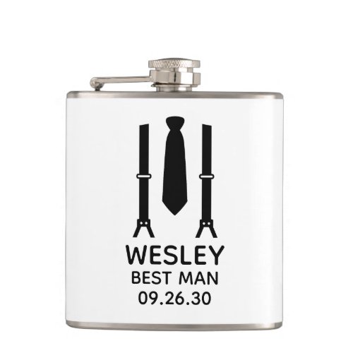 Best Man Black Tie Flask