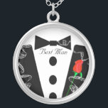 Best Man Black Tie Necklace<br><div class="desc">Keepsake Necklaces Choose either Silver Plated Gold Finish or Sterling Silver Unique Personalized Custom !st Christmas Gift Wedding Keepsake Wedding Party Necklaces - to change background color - click customize - click edit - choose last tool in drop down menu and choose from one of the colors shown or enter...</div>
