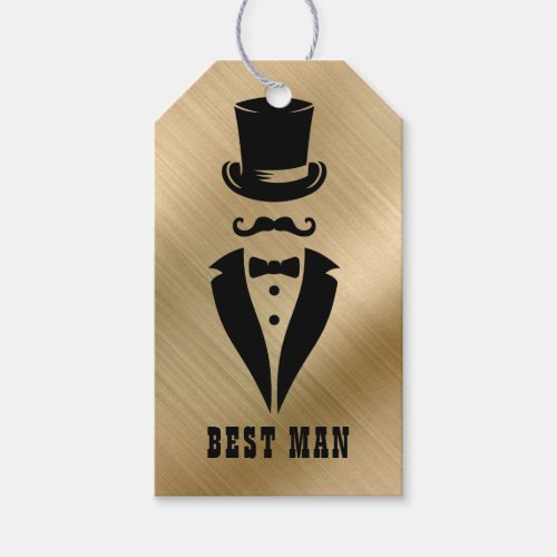 Best Man Black Tie Tuxedo Gold Gift Tags
