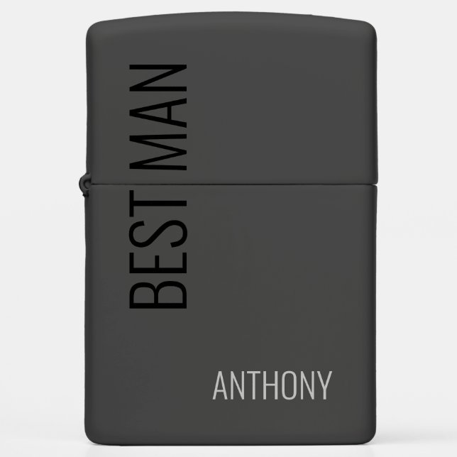 Best Man Black Typography Customized Zippo Lighter (Front)