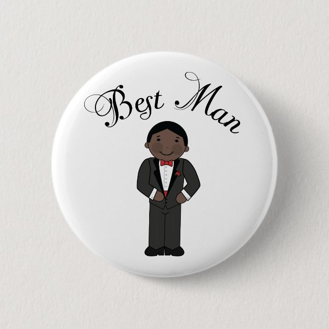 Best Man (Black) Wedding Pinback Button (Front)