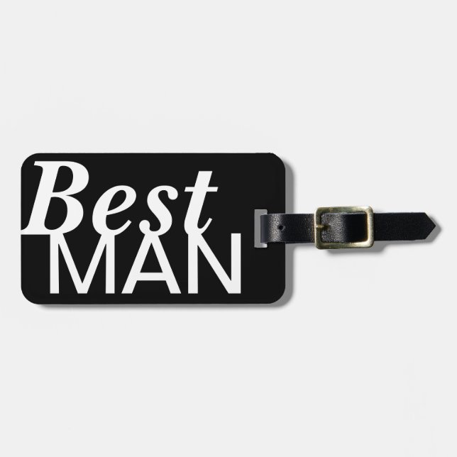 Best Man Black & White Luggage Tag (Front Horizontal)