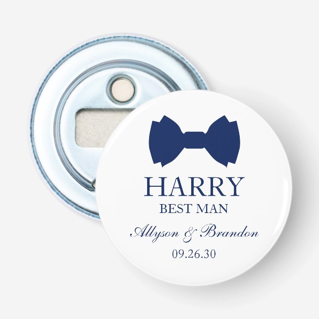 Best Man Blue Bow Tie Bottle Opener (Front)