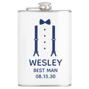 Best Man Blue Bow Tie Flask