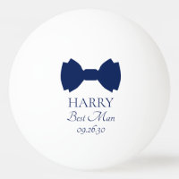 Best Man Blue Bow Tie Ping Pong Ball