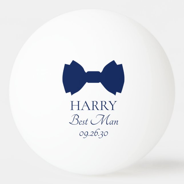 Best Man Blue Bow Tie Ping Pong Ball (Front)