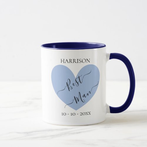 Best Man Blue Heart Personalized Mug