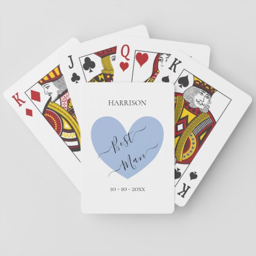 Best Man Blue Heart Personalized Playing Cards