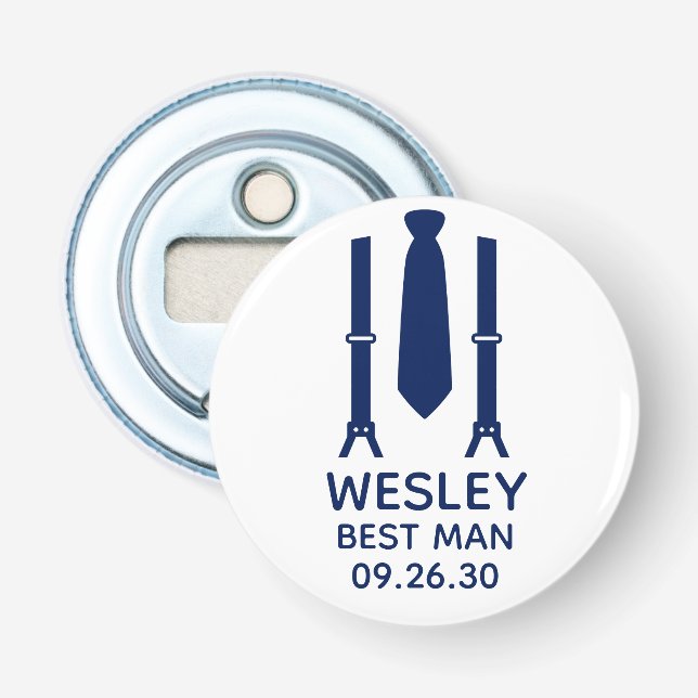 Best Man Blue Tie Bottle Opener (Front)