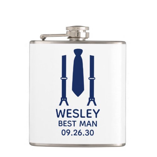 Best Man Blue Tie Flask