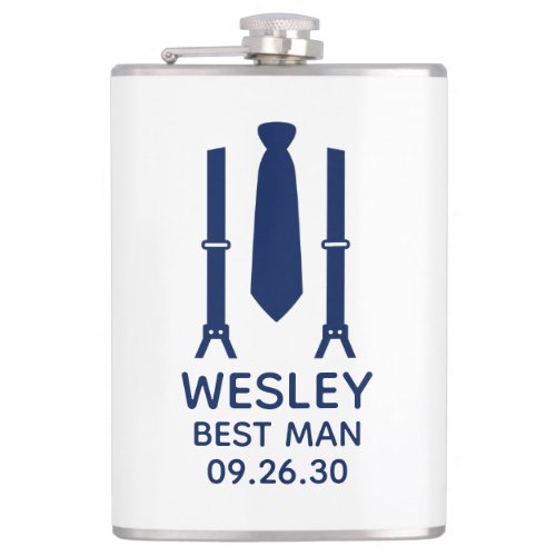 Best Man Blue Tie Flask