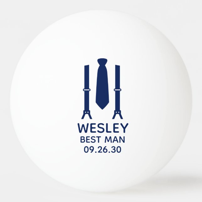 Best Man Blue Tie Ping Pong Ball (Front)