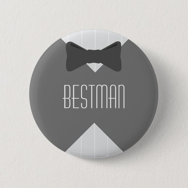 Best Man Bowtie Pinback Button (Front)