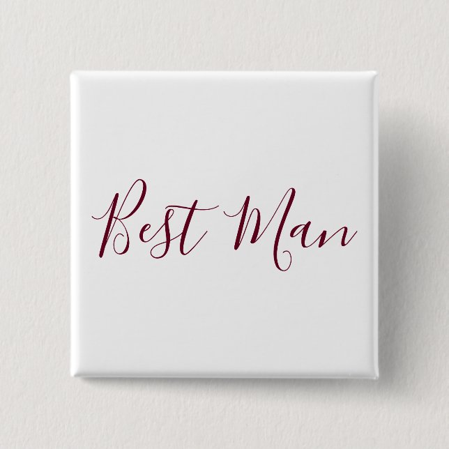 Best Man Burgundy and White Button (Front)