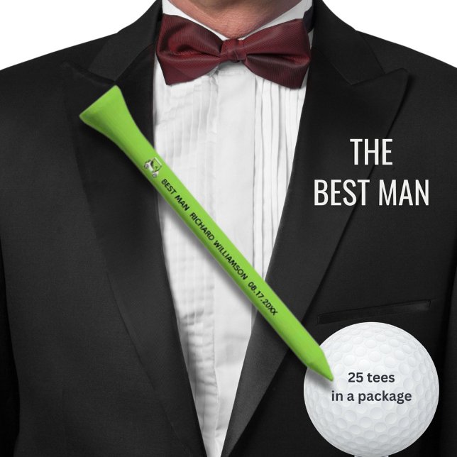 BEST MAN CART PERSONALIZED NAME DATE GOLF TEES (Creator Uploaded)