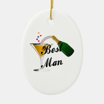 Best Man Champagne Toast Ceramic Ornament by weddingparty at Zazzle