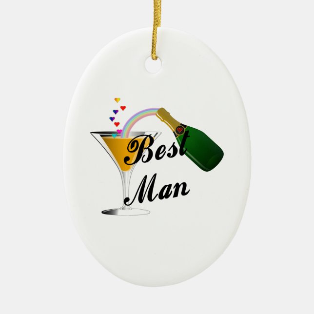 Best Man Champagne Toast Ceramic Ornament (Front)