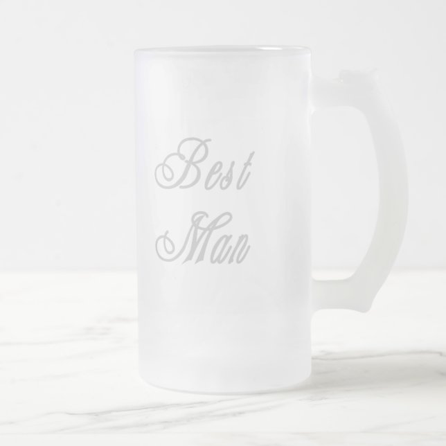 Best Man Classy Grays Frosted Glass Beer Mug (Right)