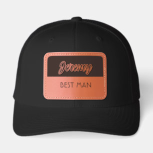 Best Man! Custom leather patch wedding party hat