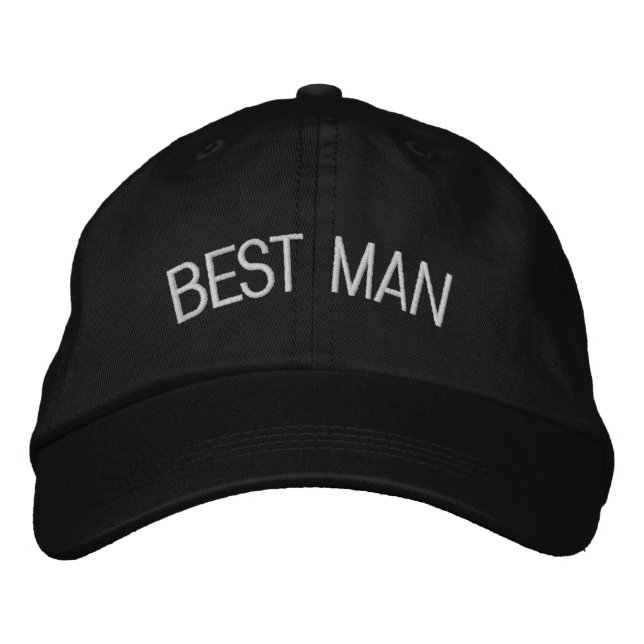 BEST MAN Custom Name BLACK A07C7L Embroidered Baseball Hat (Front)