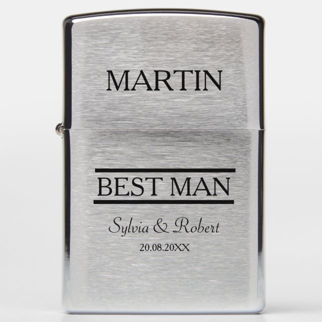 Best Man Custom Name Zippo Lighter (Front)