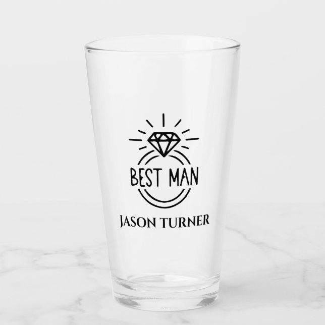 Best man custom typography wedding glass (Front)