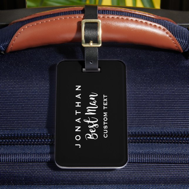 Best Man Custom Wedding Modern Monogram Luggage Tag (Front Insitu 2)