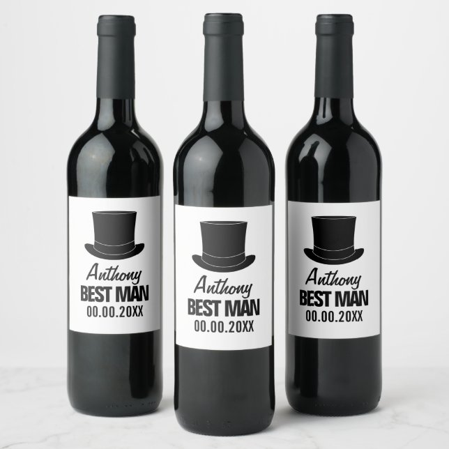 Best Man custom wine labels for wedding favors (Bottles)